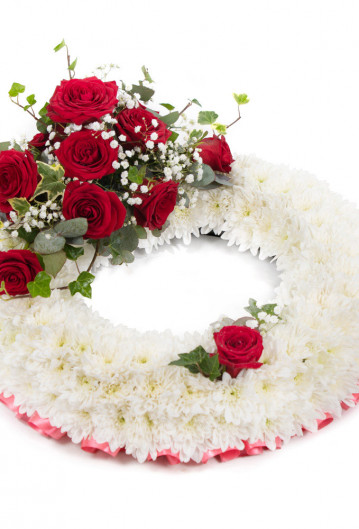 White Massed Wreath With Spray