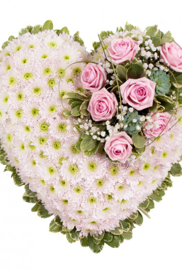 White Massed Heart With Spray