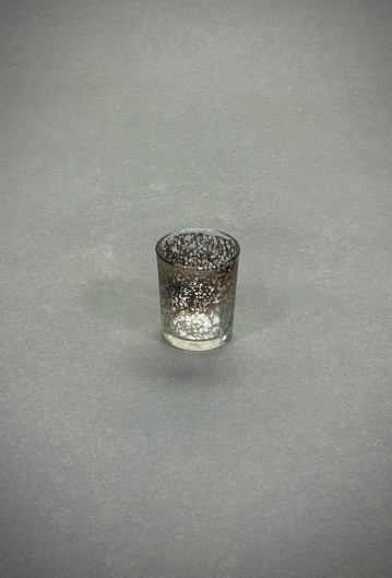 Silver Crackle Tea Light Holder